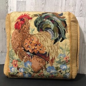 Needle point pillows a hen and a rooster ! Beautiful